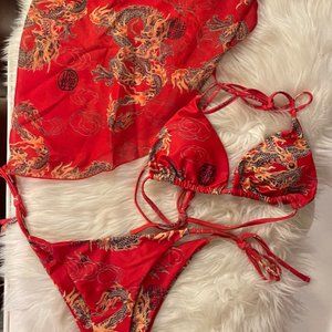 Red Dragon bathing suit set